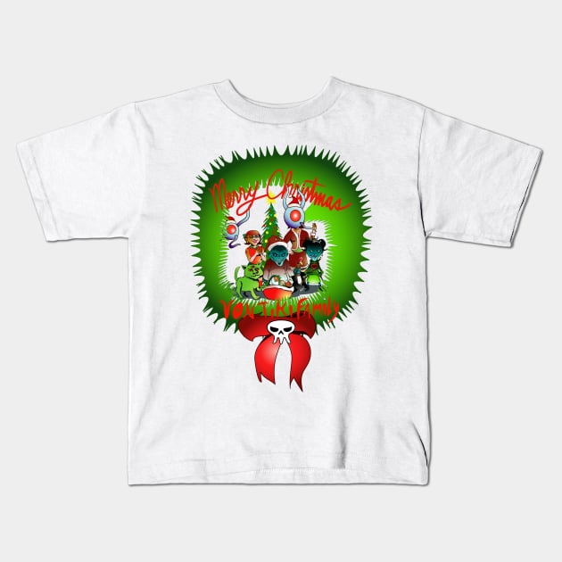 Von Tiki Christmas Kids T-Shirt by RickLucey